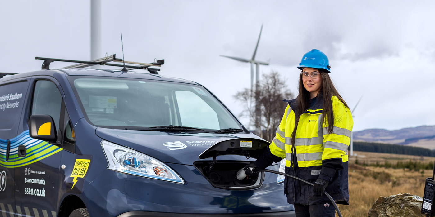 SSEN employee charging electric vehicle 