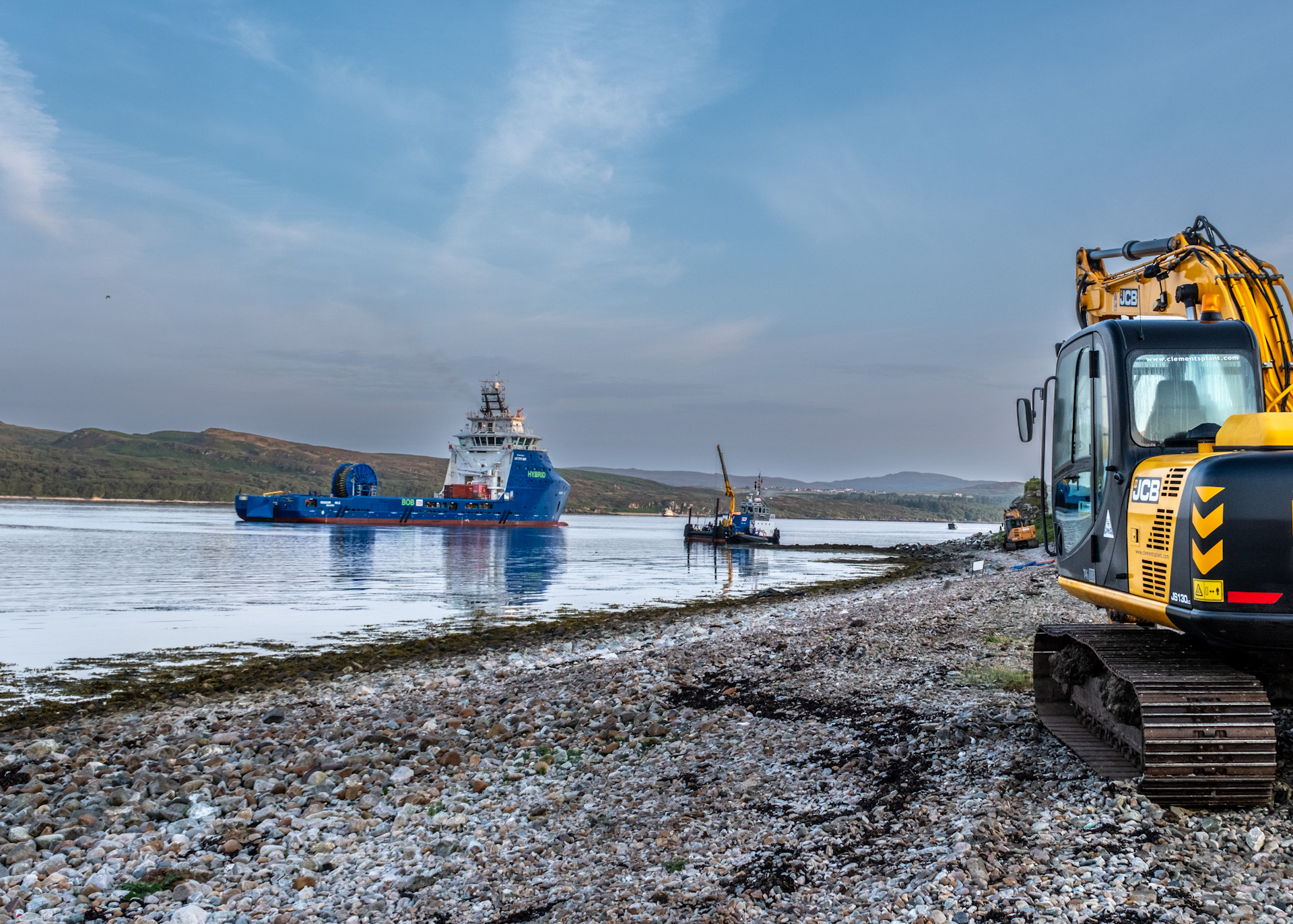 The Seecor Nile cable-laying vessel in the waters between Islay and Jura