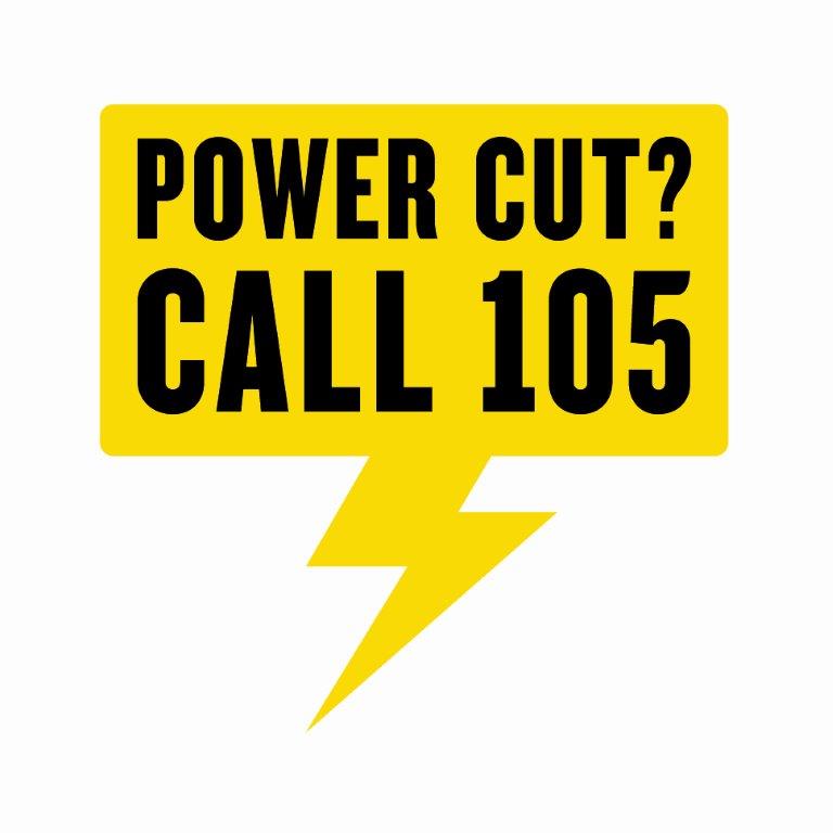 105 logo Power cut? call 105 logo